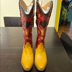 Ornate Yellow & Red Dingo Cowgirl Boots